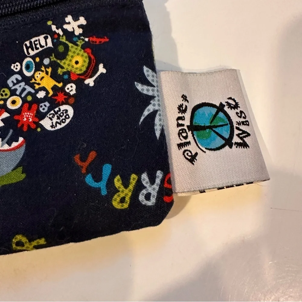 Planet Wise Travel Wet Dry Bag Featuring Monsters Small Zip Pouch